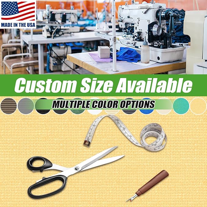 Outdoor 90% Sun Shade Cloth with Grommets, 17 X 17 FT Pergola Shade Cover for Garden Patio Carport Kennel Swimming Pool, Sand (We Make Custom Size)