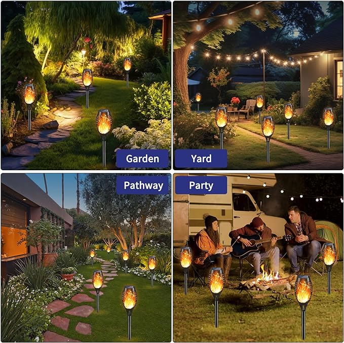 KYEKIO Solar Lights for Outside, 16Pack Solar Flame Torch Light, Garden Light Outdoor Waterproof, Outside Lights for Yard Decor, Outdoor Decorations Lawn