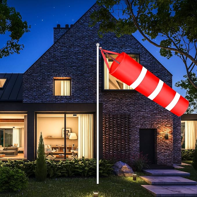 2 Pcs Airport Windsocks Measurement Sock Bag with Reflective Belt Oxford Fabric Ripstop Wind Sock Wind Direction Indicator Windsocks Outdoor Aviation Flag for Airport Farm, 31.5 Inch, 39 Inch(Red)