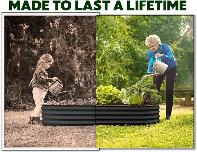 Galvanized Raised Garden Beds Outdoor // 8×4×1 ft (2-Pack) Planter Raised Beds for Gardening, Vegetables, Flowers // Large Metal Garden Box // Patented Tool-Free Design (Black)