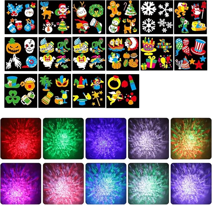 Slide Show Outdoor Holiday Projector, 2 in 1 Water Wave Outside Projector Lights Halloween Christmas, St. Patrick's Day Decoration, Eid Mubarak Kareem Festival Decorations, Easter Decorations
