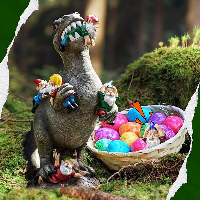 Dinosaur Gnomes Garden Statues Garden Decor Yard Decorations Outdoor, Patio, Yard, Lawn Ornaments Unique Housewarming Gifts for Women, Mom for Mothers Day