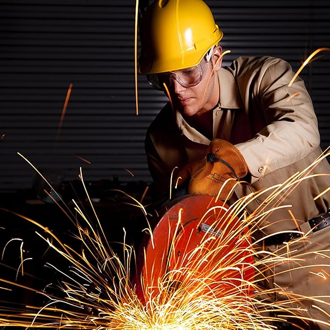 HLDD HANDLANDY Leather Work Gloves for Men & Women, Adjustable Wrist Cowhide Gardening Glove with Reinforced Palm for Driver