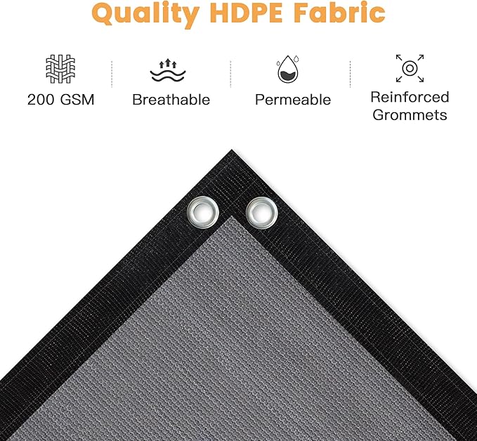 VICLLAX Shade Fabric Sun Shade Cloth with Every 2 FT Grommets for Patio Garden Pergola Cover Canopy 14x21 FT, Grey