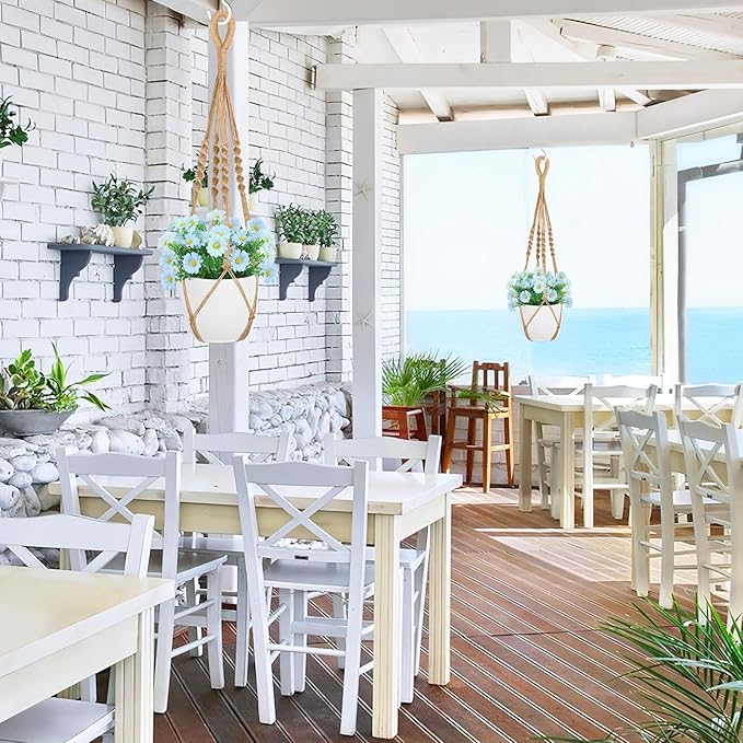 Augshy 27 Inch Macrame Plant Hanger, 2 Packs Plant Hangers with Hooks, Hanging Planter for Indoor Plants Decorative Macrame Pot Hanger for Home Decor