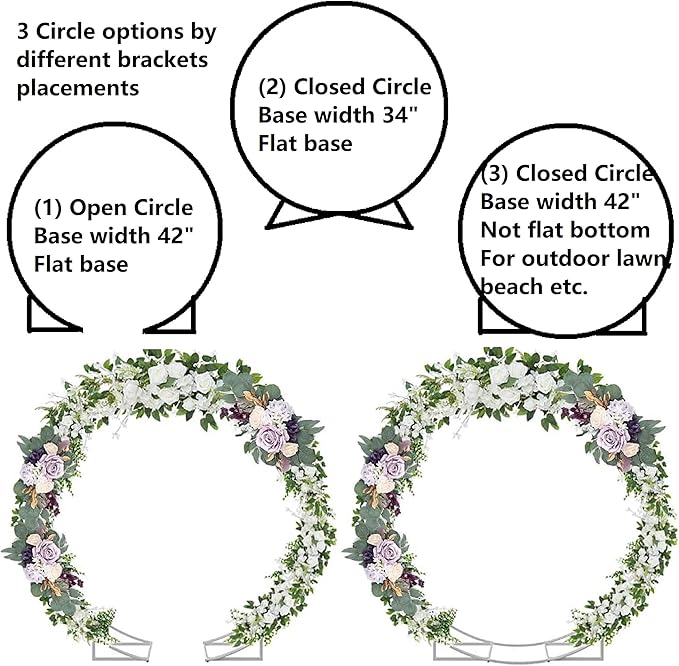 4.6 Ft Round Metal Arch Arbor for Indoor and Outdoor Event Party Decorations or Garden Plants - Easy Assembly with Support Legs Ground Anchors Screwdriver and Instructions (White 1PC)