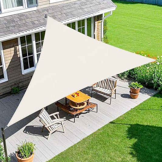 Amagenix Sun Shade Sail 10'X10'X14.1' Curved Edge Outdoor Shade Canopy Cream Breathable 95% UV Block Shade Cloth for Patio Garden Backyard (We Make Custom Size)