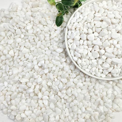 20lbs White Pebbles for Landscaping, 3/8inch Small Rocks for Gardening Succulent Cactus Planters, Natural Polished Pebbles, River Rocks for Plants, Vases