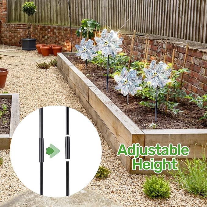 BATTIFE 6 Sets Pinwheels for Yard and Garden, Double Sides Reflective Bird Deterrent Pinwheel, Large Silver Outdoor Sparkly Wind Spinner, Pin Wheels for Lawn and Patio…