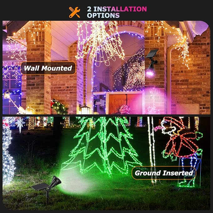 Solar Color Spot Lights Outdoor, 21 LEDs Color Changing Solar Outdoor Lights, IP67 Waterproof RGB Multicolor Yard Solar Spotlights Auto On/Off for Pathway Garden Pool Patio Tree