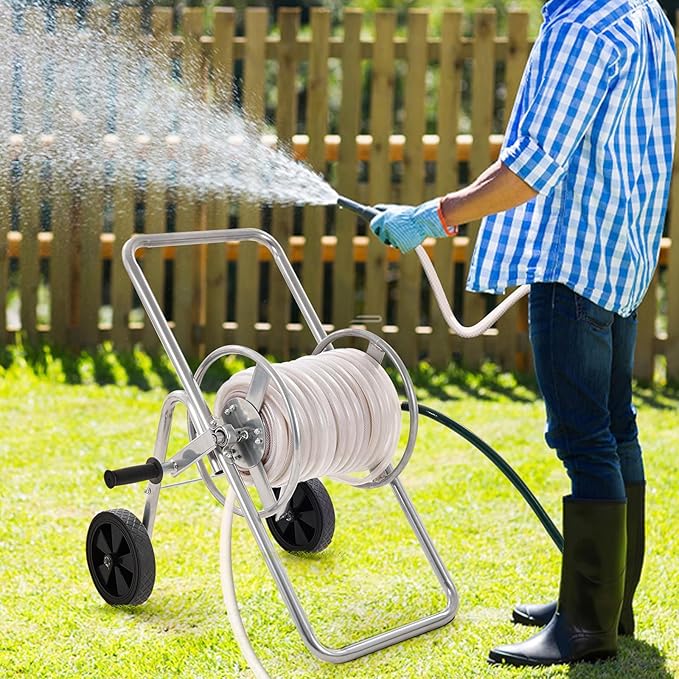 VEVOR Hose Reel Cart, Hold Up to 175 ft of 5/8’’ Hose (Hose Not Included), Garden Water Hose Carts Mobile Tools with Wheels, Heavy Duty Powder-coated Steel Outdoor Planting for Garden, Yard, Lawn