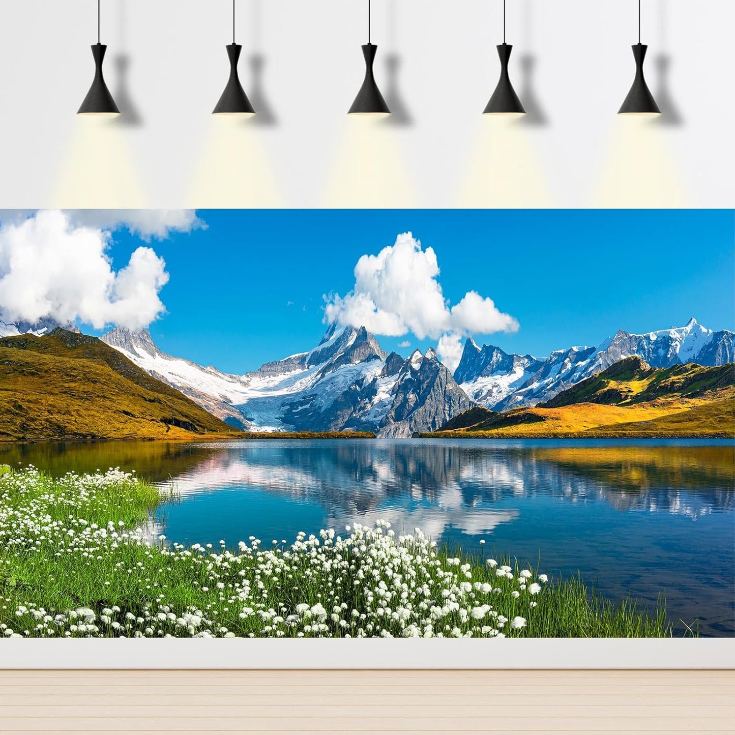 Mountains Lake Aquarium Background Bernese range View Fish Tank Background Switzerland Alps Grindelwald Valley Lake Terrarium Background Fantastic Natural Landscape Aquarium Fish Tank Decors 30x12in