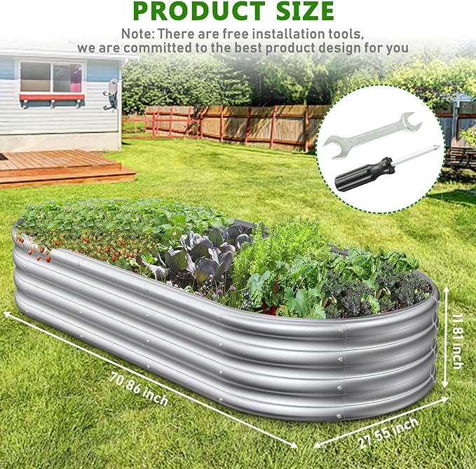 6x2.3x1ft Raised Garden Bed for Flowers, Outdoor Raised Planter Box, Backyard Raised Garden Bed for Plant