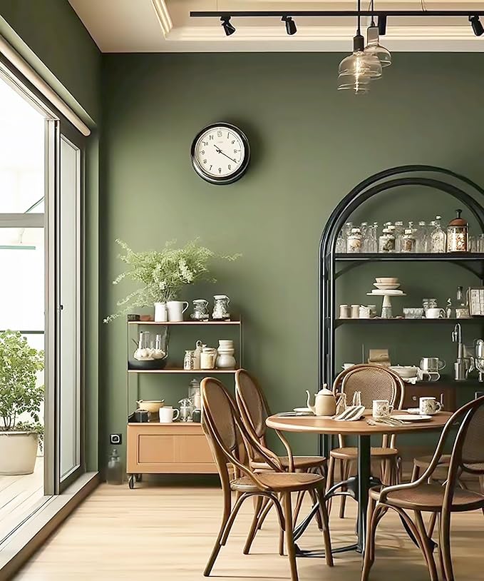 Dimoon 110''x17.7'' Green Peel and Stick Wallpaper Contact Paper Modern Self Adhesive Wall Paper Removable Renter Friendly Textured Solid Color Shelf Cabinet Vinyl Roll (110''x17.7'',Olive Green)