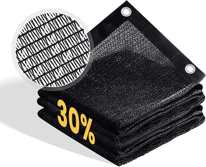 VICLLAX 30% Shade Cloth, 18x18FT Durable Black Mesh Trap with Every 3 FT Grommet, Sun Shade Fabric Netting for for Plants Cover, Greenhouse, Chicken Coop, Barn Kennel, Garden Patio