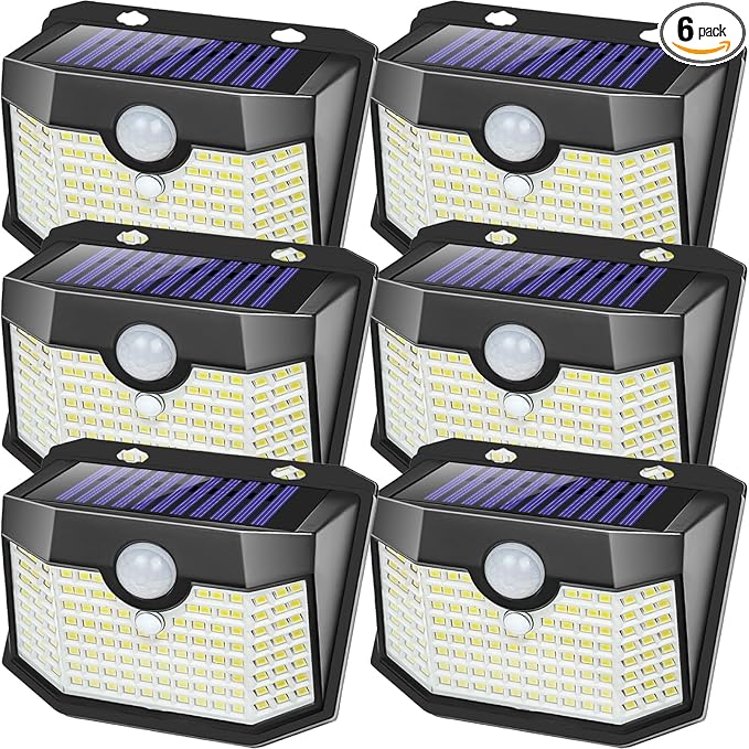 Aootek Motion Sensor Outdoor Lights 6 Packs,Solar Lights Outdoor with 3 Lighting Modes,Solar Lights Outdoor Waterproof for Garden Patio Garage Yard Deck