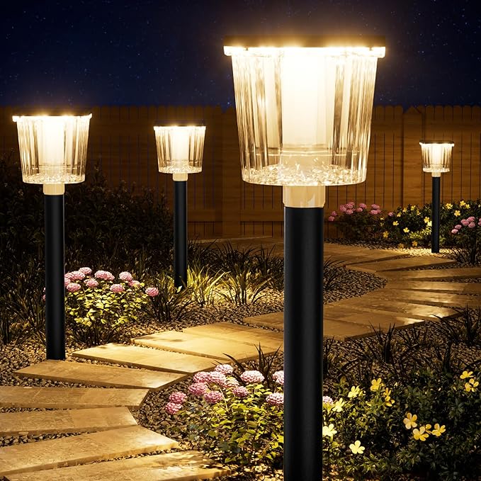 Super Bright Solar Pathway Lights Outdoor Powered,Adjustable Warm&Cool White,Waterproof IP65 Garden Decor Landscape Lighting Outside for Yard/Patio/Walkway/Driveway/Landscape (Obsidian Black, 1 Pack)