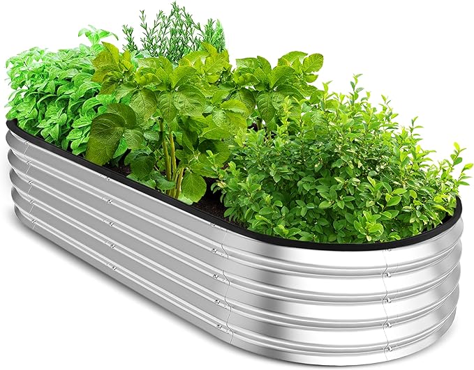 Utopia Home Galvanized Raised Garden Bed Kit 4x2x1ft, Planter Box Raised Garden Beds Outdoor, Easy Assembly Metal Raised Bed for Gardening Vegetables, Fruits, Flowers - Pack of 01 - Silver