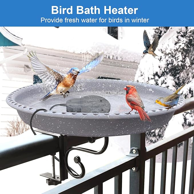 Bird Bath Heater,Pond Heater 500W,Full-Covered Aluminum Bird Bath Heater for Outdoors in Winter,Stock Tank Heater with Thermostatically Controlled,Chicken Water Heater-Deicer,livestock water heater