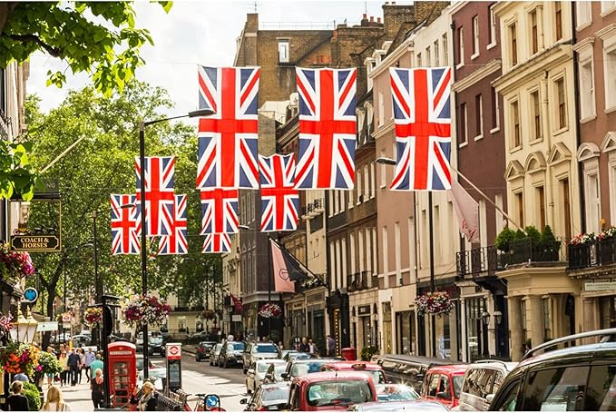 Homissor British Flag 3x5 Union Jack England Flags Embroidered Sewn Stripes United Kingdom UK Flag Heavy Duty Outdoor