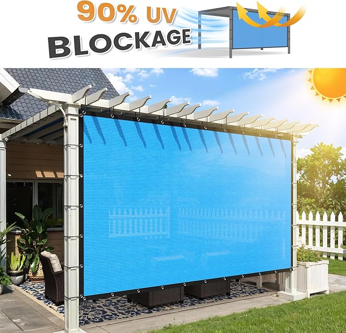 VICLLAX Shade Fabric Sun Shade Cloth with Every 2 FT Grommets for Patio Garden Pergola Cover Canopy 7x21 FT, Mixed Turquoise
