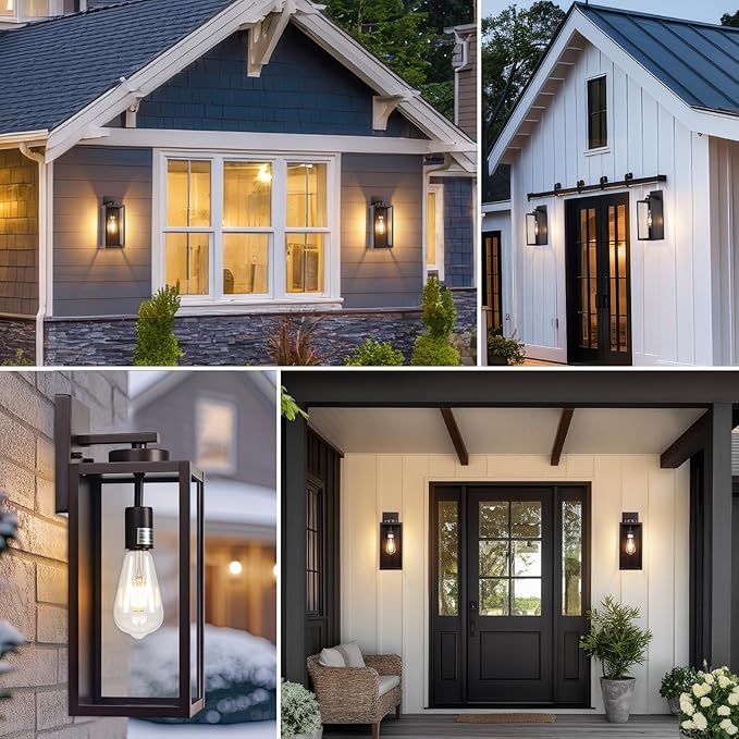 16-inch Oil-Rubbed Bronze Large Outdoor Wall Light Fixture, Brown Exterior Wall Lantern, Farmhouse Porch Sconce Lighting, Modern Outside Lights for House, Garage, Patio Lamp, 2 Packs