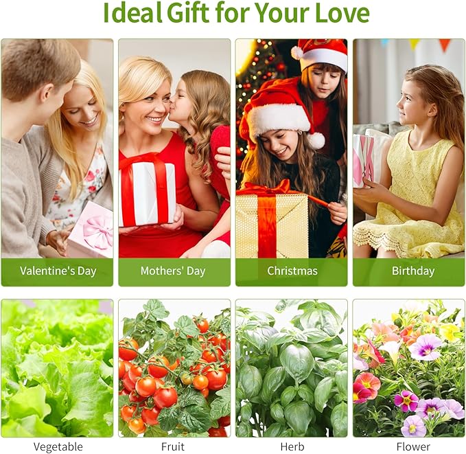 12 Pods Hydroponics Growing System Indoor Herb Garden with LED Growth Lamp Smart Water Pump Plant Germination Kit (No Seeds) Home Kitchen, Gift Ideas for Women Men