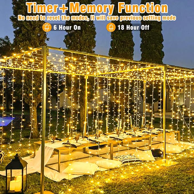 33ft 100 LED Christmas Lights Outdoor Waterproof, Warm White Christmas String Lights Indoor Clear Wire 8 Modes, Plug in Twinkle Fairy String Lights for Bedroom Wedding Home Party Garden Decorations