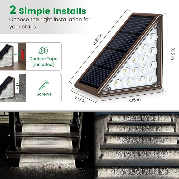 Solar Step Lights for Outside,6pack Solar Stair Lights Outdoor Waterproof IP67,Outdoor Deck Step Lights,Solar Outdoor Lights for Staircase,Patio,Front Step(Cool Brown)