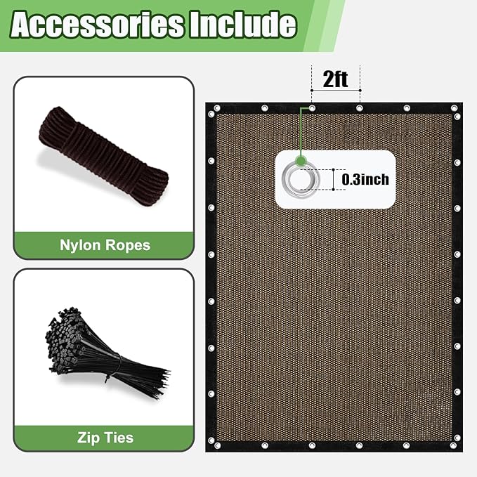 Outdoor 90% Sun Shade Cloth with Grommets, 9 X 20 FT Pergola Shade Cover for Garden Patio Carport Kennel Swimming Pool, Mocha (We Make Custom Size)