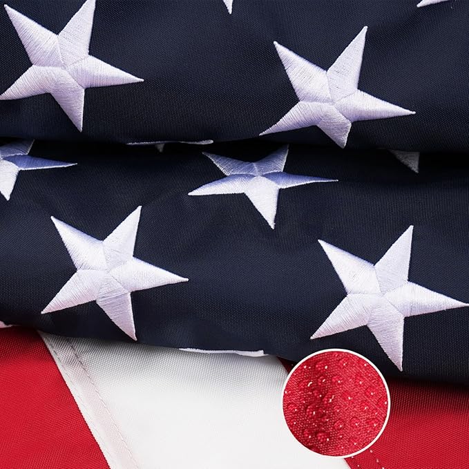 Homissor Folded 3x5 American Flag 420D Nylon Heavy Duty Outdoor Triangle Box Package USA US Flags Embroidered Stars Long Lasting for All Weather High Winds