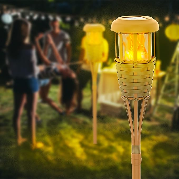 Solar Outdoor Lights, Solar Torch Lights Outdoor Flickering Flame, Outdoor Decorations for Patio Path Yard - 8 Pack