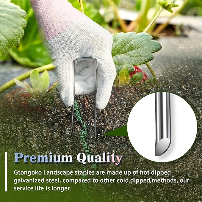 Gtongoko 120 Pack Galvanized Landscape Staples Garden Stakes Plant Cover Stakes 6 Inch 11 Gauge Lawn Staples Fence Stakes Ground Stakes for Landscaping Securing Weed Barrier Fabric