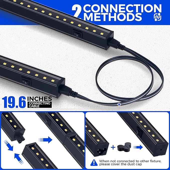 Barrina T5 Grow Lights for Indoor Plants, 2FT 5000K Full Spectrum LED Grow Light with Black Cover, T5 Grow Light Strip, Under Cabinet Plant Light with Switch Cord, Linkable, Plug and Play, 4 Packs