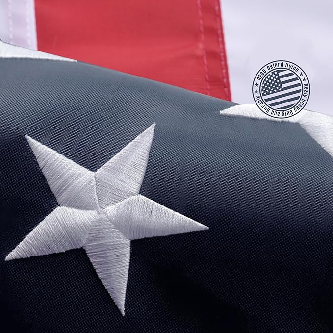 American Flag 5x8 Ft, Outdoor Premium US Flags, Heavy Duty Durable, 420D Oxford Nylon, Embroidered Stars, Brass Grommets
