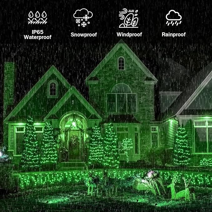 2 Pack Green Solar Lights Outdoor - Outdoor,Waterproof,8 Modes, Each 42.7 FT 100 LED Green String Lights for St Patrick's Day Tree Garden Patio Christmas Decorations