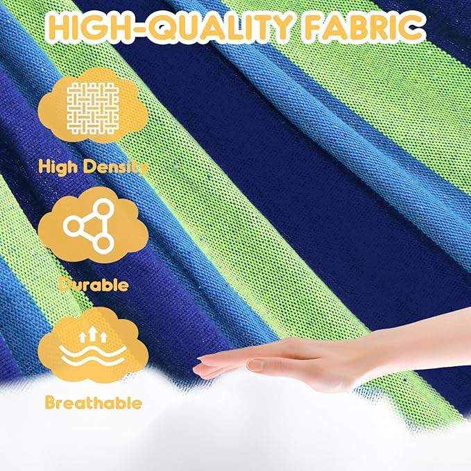 ANYOO Cotton Hammock Portable Camping Hammocks for Hanging Sturdy Garden Comfortable Fabric Hammock with Tree Straps Up to 660lbs with Travel Bag for Camping Outdoor/Indoor Patio Backyard