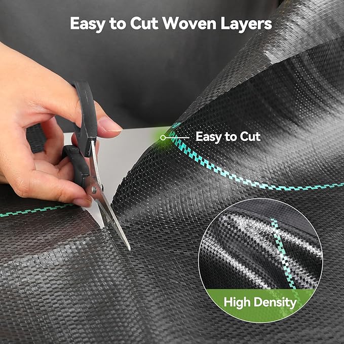 4ftx50ft Weed Barrier Landscape 3.2oz Fabric Heavy Duty, Woven Weed Control Cloth, Woven Geotextile Fabric for Underlayment, Gardening Ground, Commercial Driveway Weed Block Cover Mat