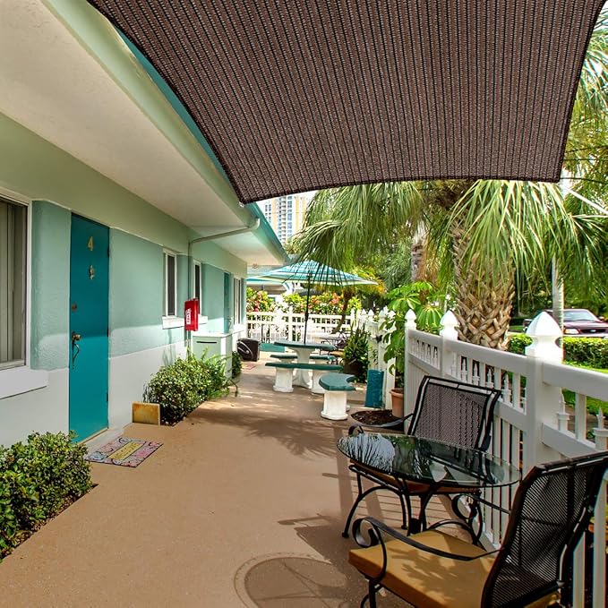 Eden's Decor Straight Flat-Edged Sun Shade Sail Rectangular 12' x 14' Brown UV-Blocking Outdoor Canopy Fabric Cloth Awning for Pergola Patio Garden Backyard Custom Size