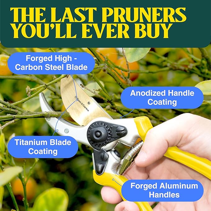 Haus & Garten ClassicPRO 8.5" Premium Titanium Bypass Garden Shears - Use as Pruners, Pruning Shears for Gardening, Hand Pruners, Handheld Garden Clippers Scissors Tool