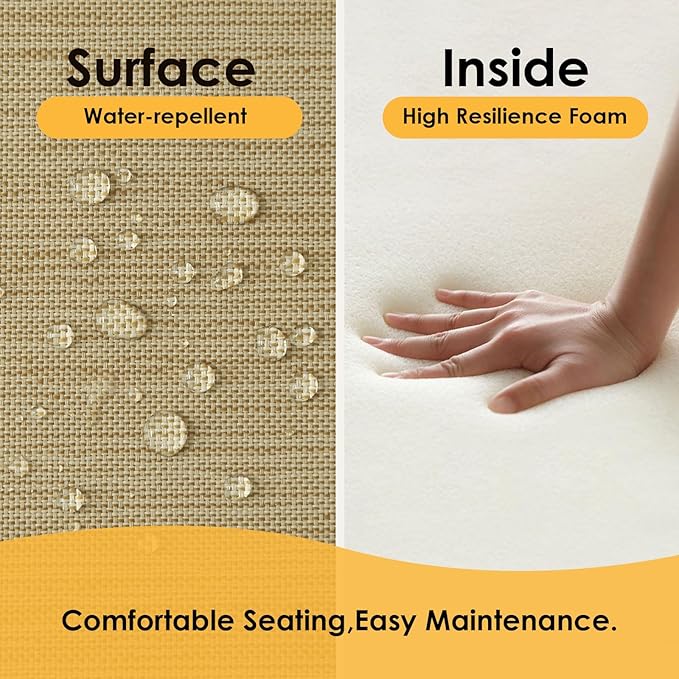 Outdoor Square Corner Seat Cushion, 18.5"x16"x3", Set of 4, Non Slip Seat Cushion Pads with Removable Cover for Patio Furniture, Garden Yard Lawn, Warm Taupe