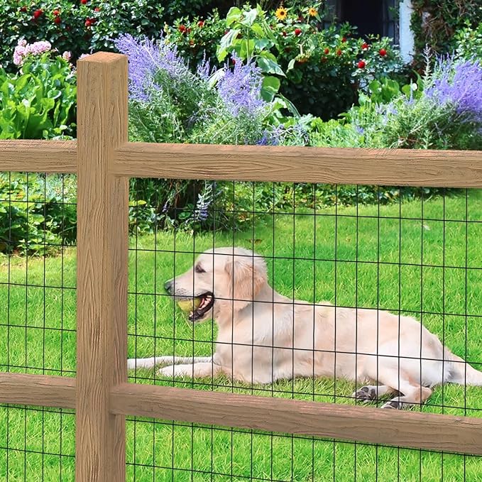 Black PVC Coated Welded Wire Fence 24 Inch x 50 Foot, 2 Inch x 4 Inch 14GA, Garden Border Fencing Roll Vinyl Coated Wire Mesh for Yard Vegetable Plant Protection Poultry Netting