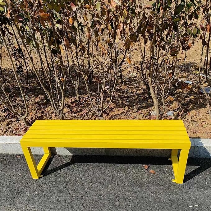 Weatherproof Metal Dining Bench, Outdoor Bench Backless Patio Bench 2-Person Farmhouse Bench Garden Bench for Kitchen, Living Room, Entryway(Yellow,40in)