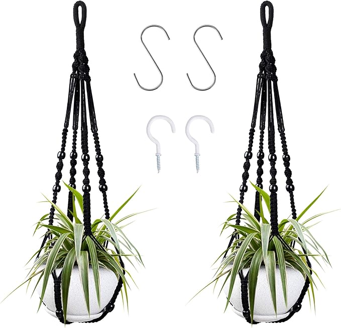 Augshy Macrame Hanging Planter, 2 Pack Hanging Planters for Indoor Plants Indoor Outdoor Decor Handmade Hanging Plant Holder(35 Inch)