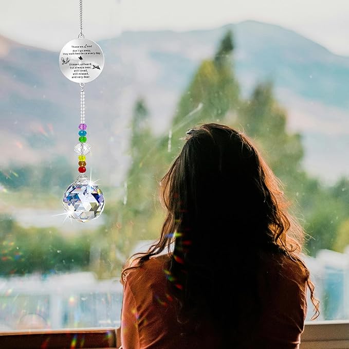 Memorial Gifts Crystal Suncatcher,Unique Sympathy Gifts for Loss of Loved One,Rainbow Maker Bereavement Gifts Box for Loss of Father Mom Dad Son Daughter Husband Brother Grandmother (Wing)