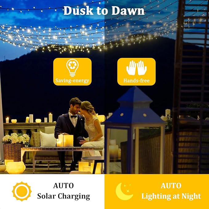 2-Pack 200FT Solar String Lights for Outside, 600 LED Extra-Bright Solar Light Outdoor with 19 Modes & Timer, Waterproof Fairy Solar Lights for Garden Patio Tree Christmas Decorations (Warm White)