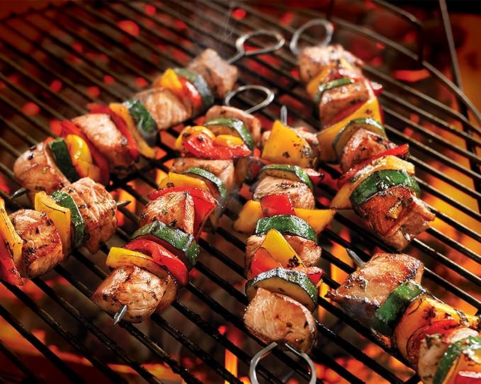 10 inch Barbecue Skewers, HONSHEN Metal BBQ Sticks,12Pack Stainless Steel Square Skewer,Kebob,kabob Sets for Grill Outings Cooking (BBQ Skewers Square 10inch-12p)