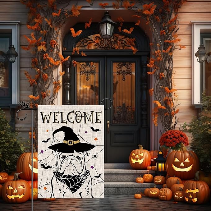 Seasonal Garden Flags English Bulldog Dog Double Sided Flags Set of 11 Holiday Farmhouse Indoor Outdoor Yard Lawn Christmas Gifts Decorations 12.5x18 Inch