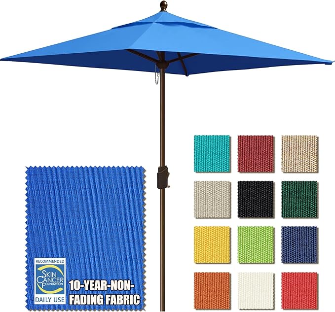 EliteShade USA 10-Year-Non-Fading 6x6Ft Square Market Umbrella Patio Outdoor Table Umbrella with Ventilation, Royal Blue