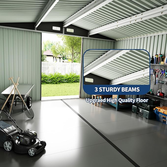 6x8 FT Metal Storage Sheds Outdoor with Floor, Metal Yard Sheds Garden Shed Kit, MetalTool Shed with Lockable Door, Metals UtilitySheds Buildings with Air Vent for Backyard Garden Patio Lawn